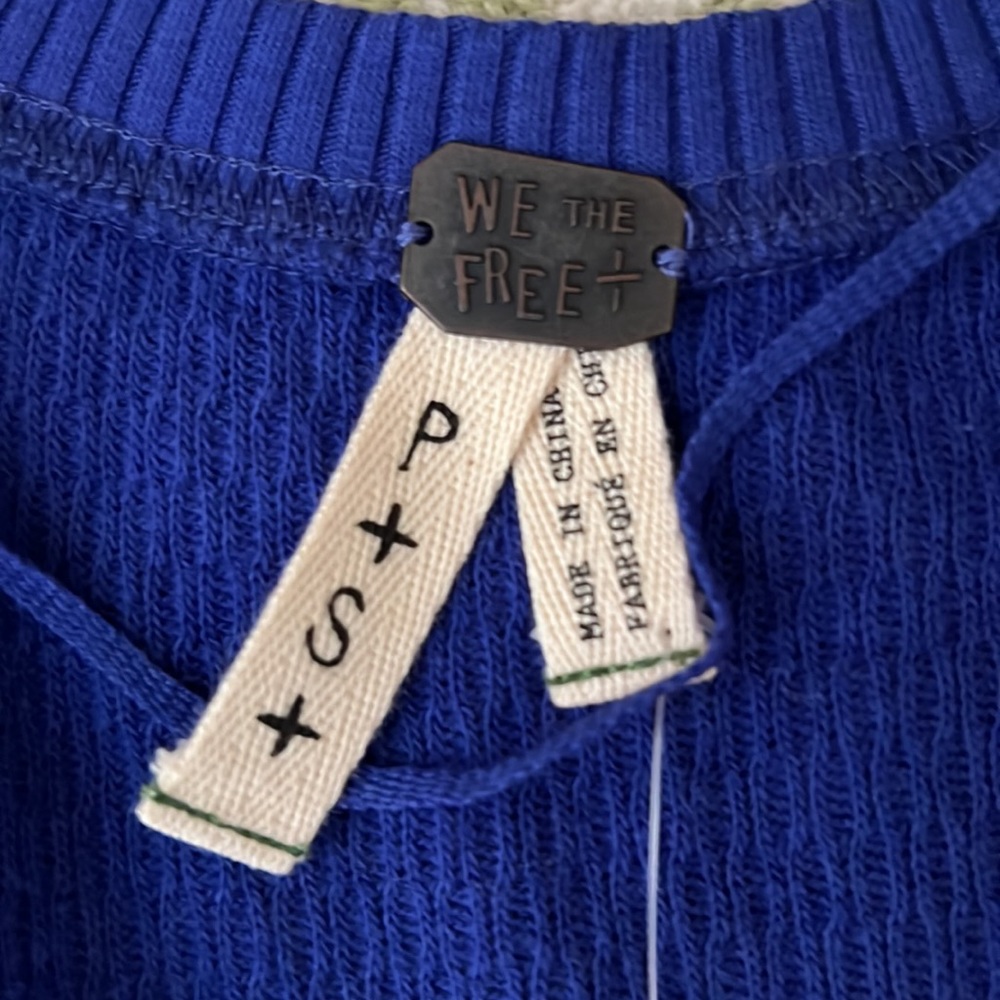 NWT free people midnight blue knit t shirt - Picture 3 of 3